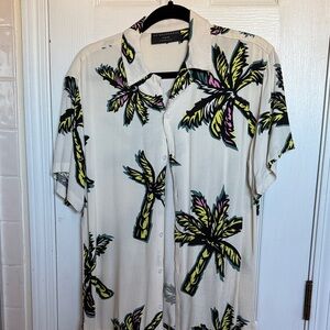 No Boundaries Cream Palm Print Men's Shirt